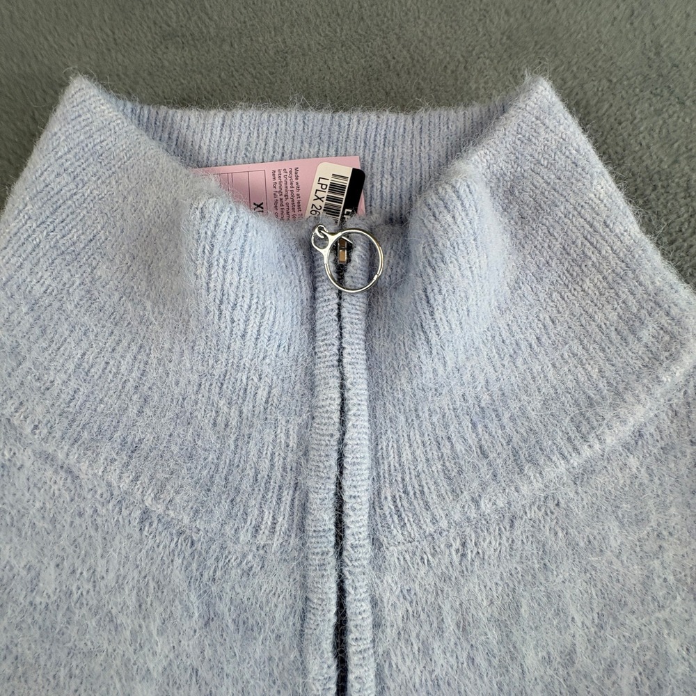 Wild Fable Womens Fuzzy Full Zip Mock Neck Sweater Light Blue XL New - Picture 4 of 9